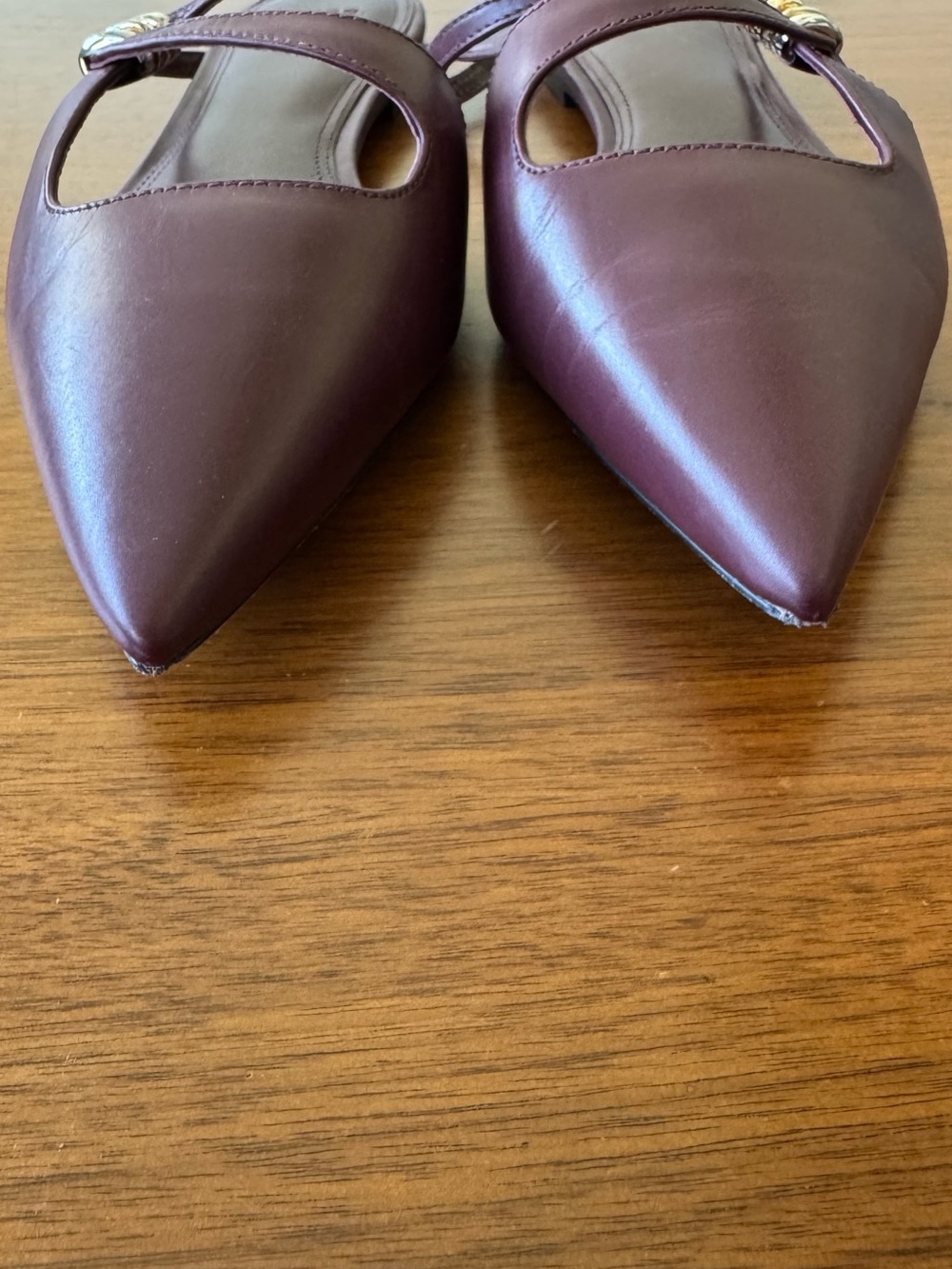 Vince Gilia Deep Cherry Burgundy Leather Strappy Pointed Toe Flat Mules size 7.5 - Picture 6 of 10